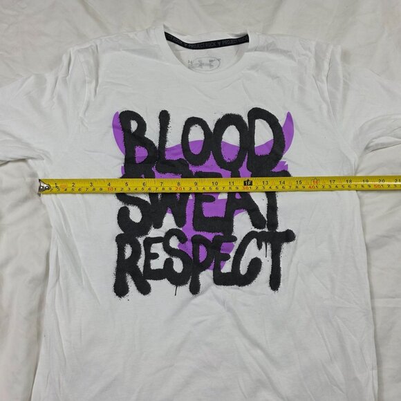 Under Armour Project Rock Q3 Payoff Mens Small White Shirt Blood Sweat Respect - Picture 5 of 8